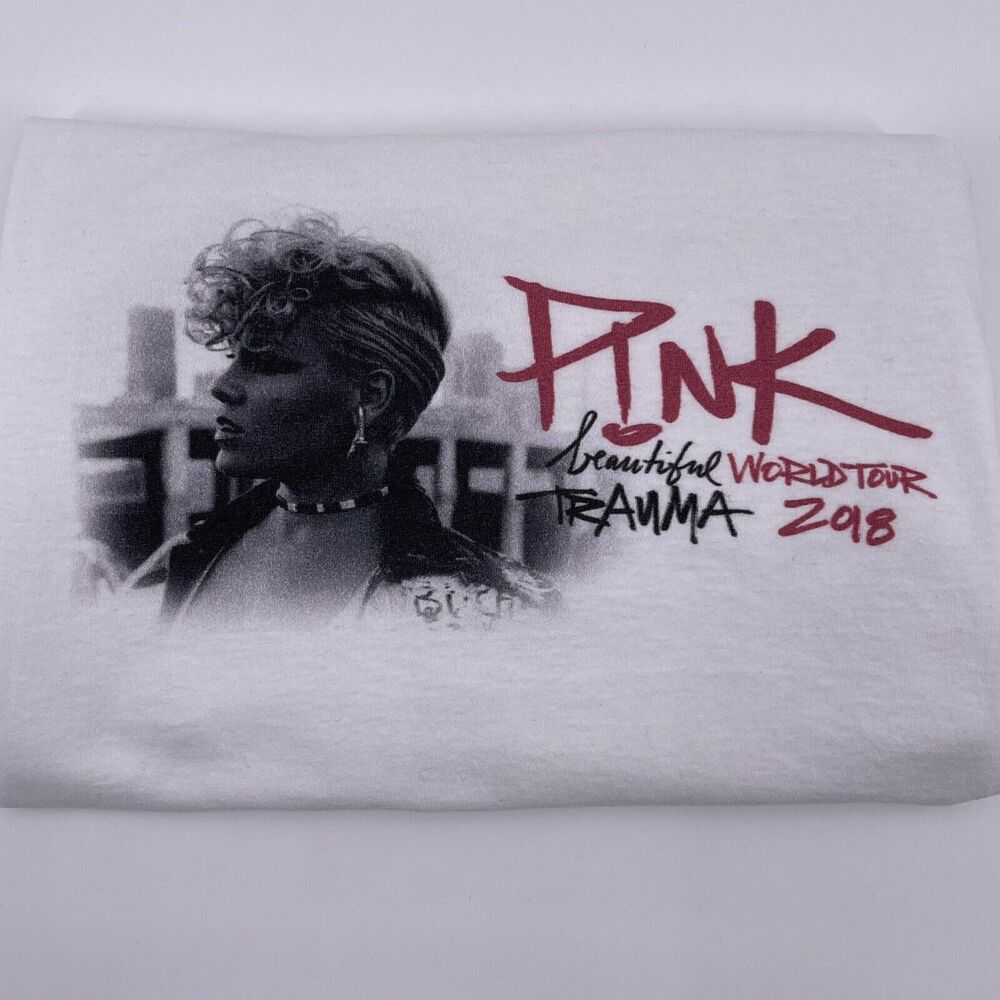 Fruit of the Loom Sz XXL PINK Beautiful Trauma 2018 World Tour White T Shirt